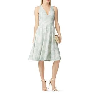 DRESS THE POPULATION Catalina Floral Fit & Flare Dress Seafoam Green Sz XL {3N3}